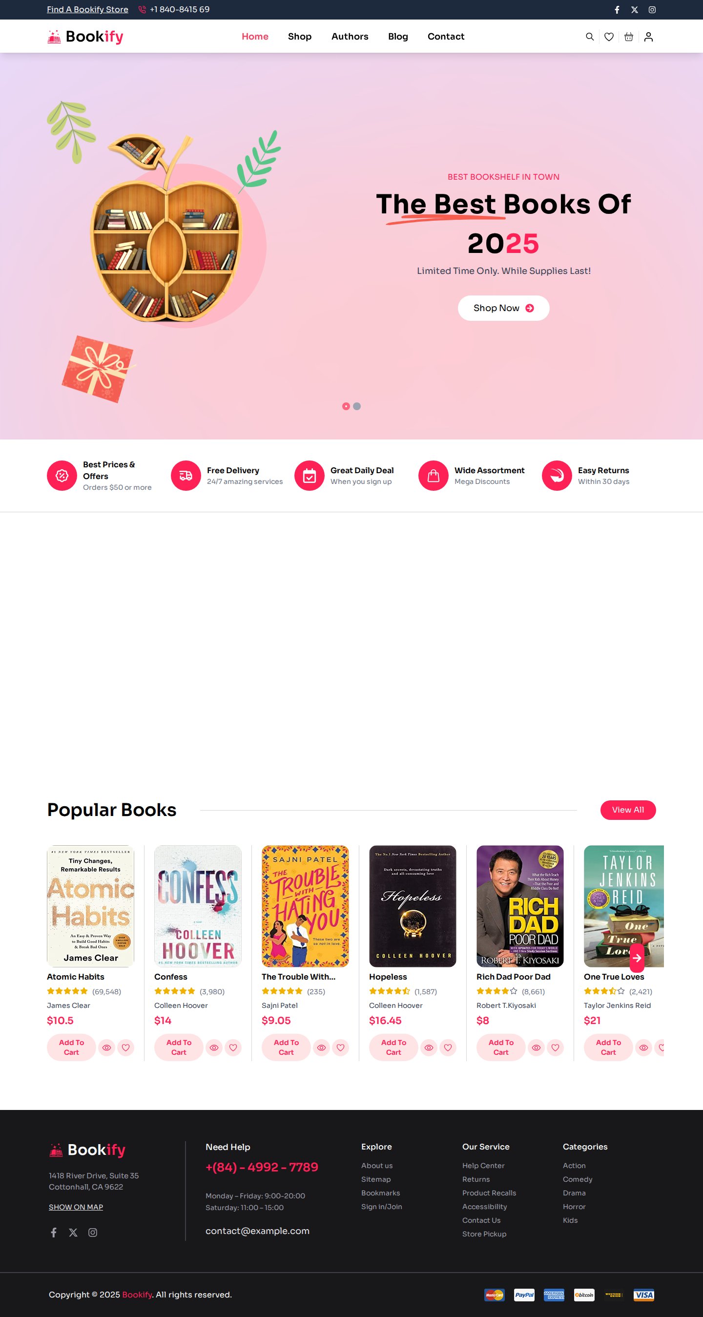 Bookify website homepage